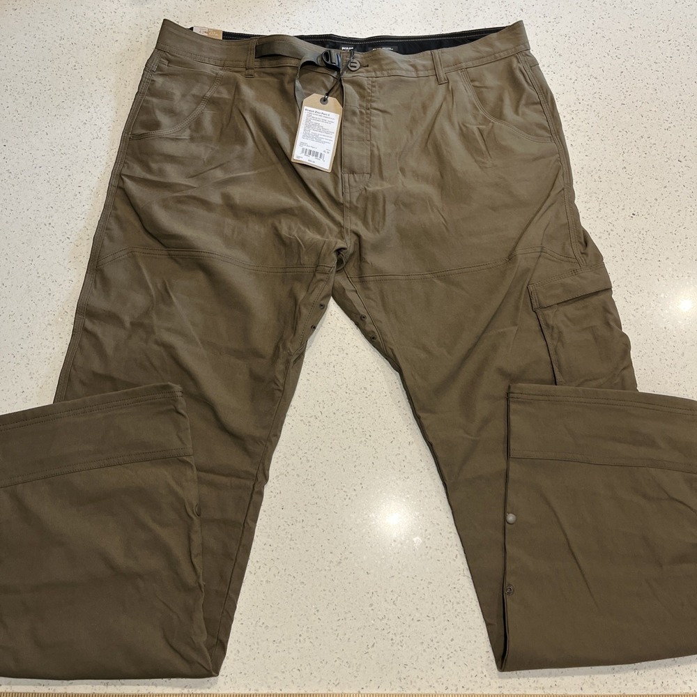 NEW Prana Zion II Pants 42/36 Stretch Relaxed Fit Straight Leg Cargo Mud Brown